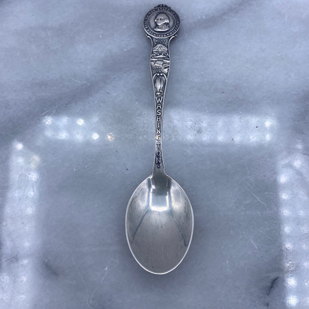 Mayer Bros Sterling Silver Washington State Souvenir Spoon Mount Rainier 4 Inch